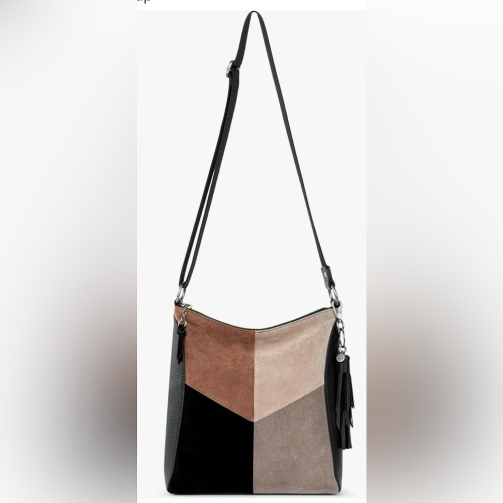 The Sak Lucia Crossbody bag in Neutral Suede Block